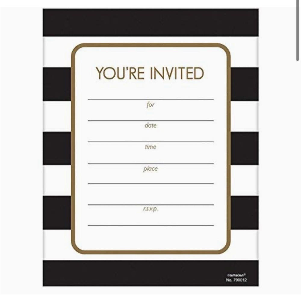 Black and white party invitations 50 pack